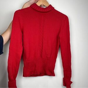 Tommy Hilfiger red turtleneck mock neck sweater cable knit chunky vintage
